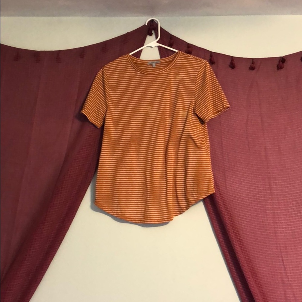 Mustard Yellow and White Striped T-Shirt